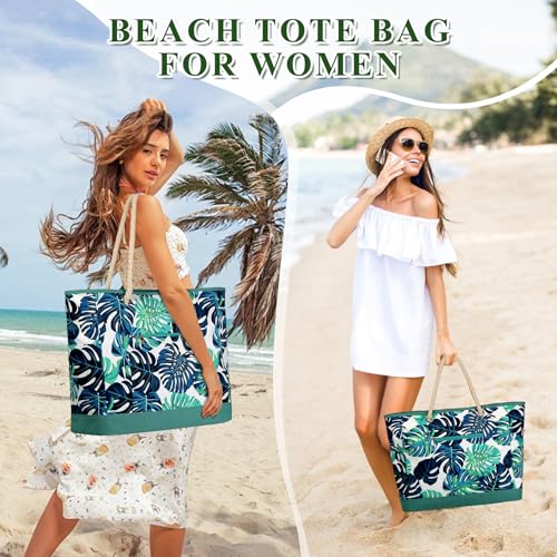 Chase Chic Beach Bag for Women, Large Beach Tote Multiple Pockets Summer Pool Bag with Zipper for Travel,Vacation3