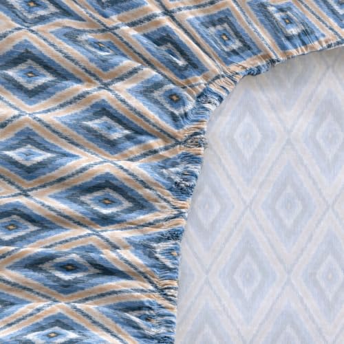 Image of LANE LINEN Symphony | 100% Cotton Sheet Set | Soft & Breathable Fabric | 3 Piece (1 Bedsheet + 2 Pillow Covers) | King Bed Sheet Set - Linear Blue Horizon