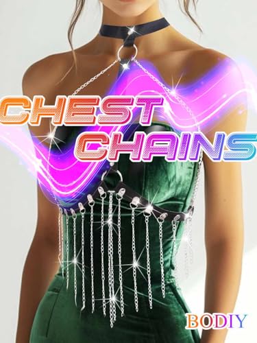 BODIY Punk Leather Chest Belt Silver Tassel Waist Belt Black Chest Harness Rave Adjustable Body Accessories for Women4
