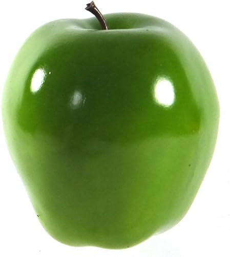 Miniatura 2 de Vasefill Paquete de 6 manzanas artificiales ovaladas verdes de plástico manzanas frutas seis piezas de manzana falsa