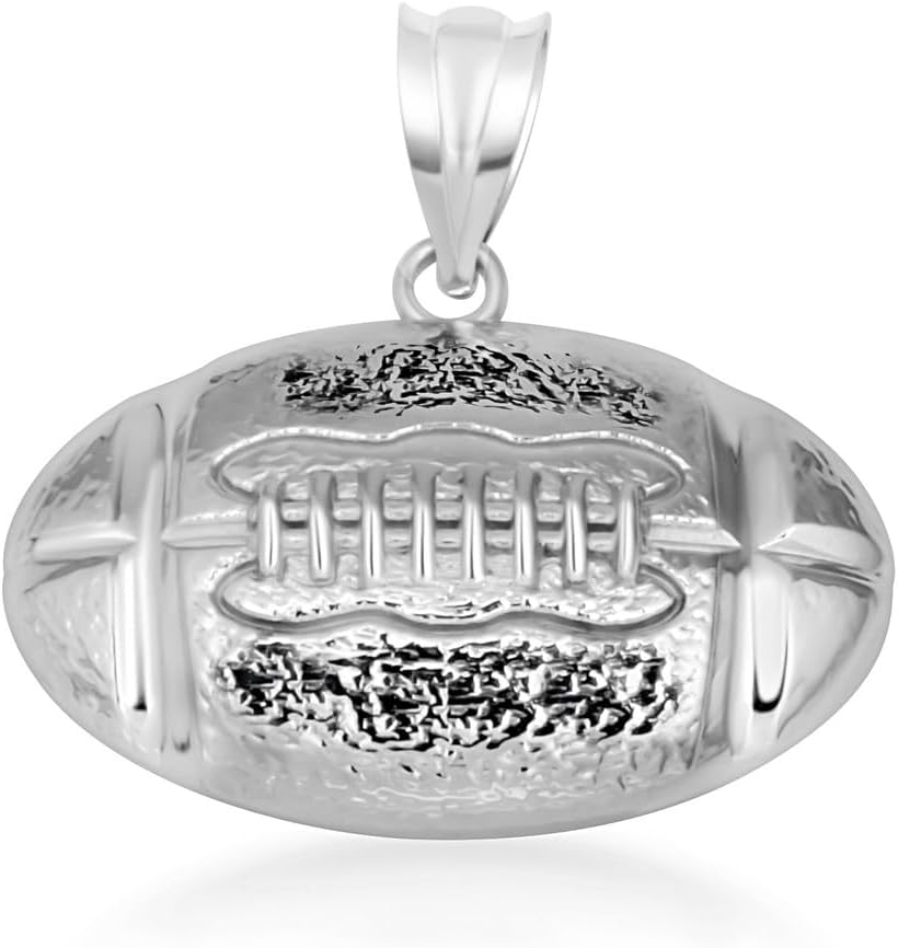 Claddagh Gold .925 Sterling Silver Football Sports Necklace | Choice of Chain Length or Charm Only