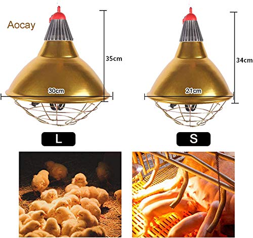 Lámpara de calor, luz de calefacción infrarroja de temperatura ajustable para cachorros y pollos, pantalla de aleación de aluminio de 250 W para uso en invierno en granjas
