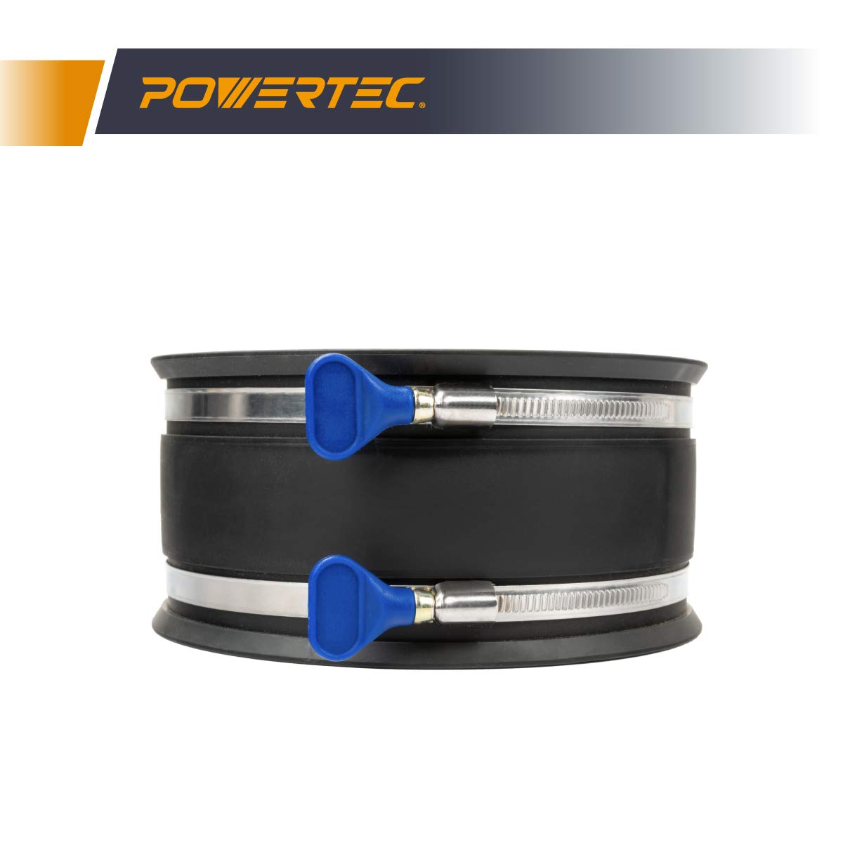 POWERTEC Manguito flexible de control de polvo de 6 pulgadas con abrazaderas de manguera ajustables, negro, paquete de 2