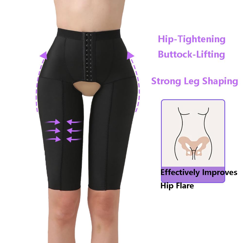 Pantalon Gainant Femme après Liposuccion–Legging Taille Haute avec Contrôle du Ventre,Ouverture à l’Entrejambe,Lifte-Fesses,Idéal pour Récupération Post-OP&Post-Partum(M, Black)