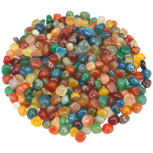 Virekm Landscaping Pebbles, River Rocks Decorative Ornamental Pebbles Garden Landscaping Stones, DIY Smoothed Rocks for Potted Plant Resin Art Vase Fillers Aquarium Gravel Rocks (1 Pound, Colorful)