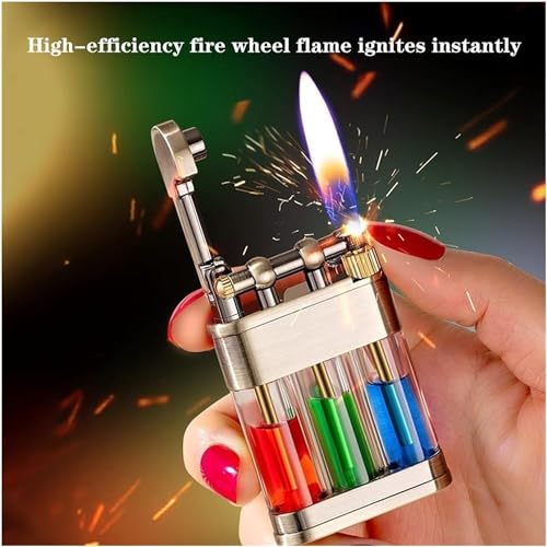 Encendedor transparente retro recargable para hombre miniatura 2