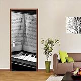 BXZGDJY Türtapete Selbstklebend Klavierauszug 90X200Cm 3D Tür Aufkleber Kunst Aufkleber Vinyl Wasserdicht Abnehmbare Dekorative Papier Wandbilder Für Zuhause Badezimmer Wohnzimmer Schlafzimmer Dekor,