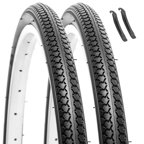 Hycline 26x1 3/8 Bike Tire Set (2) Black Puncture-Resistant