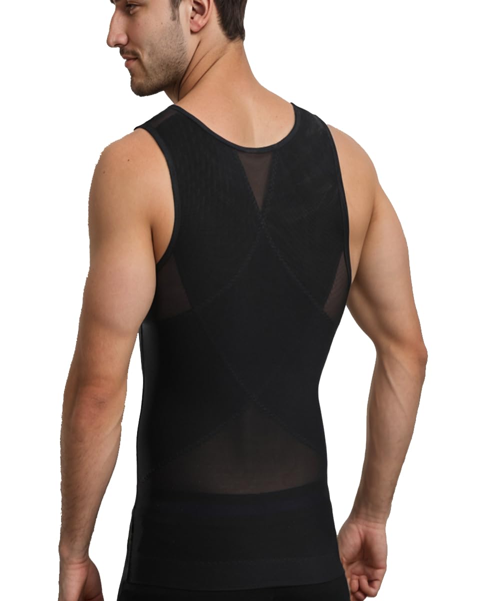 Camiseta Interior Moldeadora para Hombre con Efecto Vientre Plano Faja Reductora Chaleco de compresión algodón Body Shaper para Gym Fitness (FR/ES, Letras, XL, Regular, Regular, Negro)