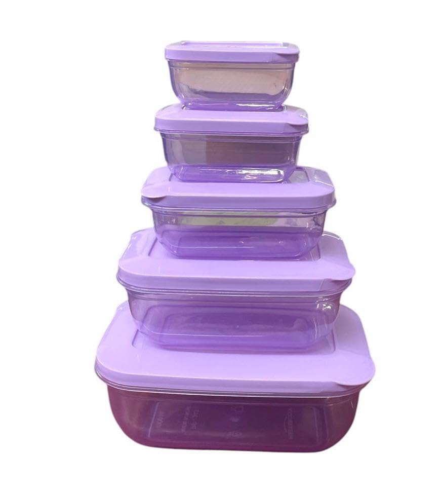 Image of C.S.M CSM Rectangular Plastic Food Storage Container with Air Tight Lid Kitchen Container Meat Box Fridge and Freezer Storage Boxes Bowl - 100ml, 150ml, 290ml, 580ml, 1000ml, 5 Pcs, Clear
