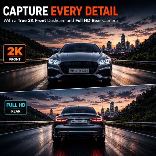 Image of MyFitSpark DC-101 Pro ADAS Dual Channel Dash Cam for Car Front and Rear | Novatek Chipset ADAS AI Safety GPS Logger Night Vision Wi-Fi App Supercapacitor Parking Mode 130 Wide Upto 512GB