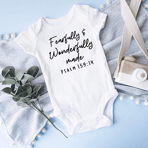 Fearfully and Wonderfully made Onesie, Miracle Baby Announcement, Christian Baby Clothing, Baby Shower Gift, Cute Pregnancy Reveal | WHITE2