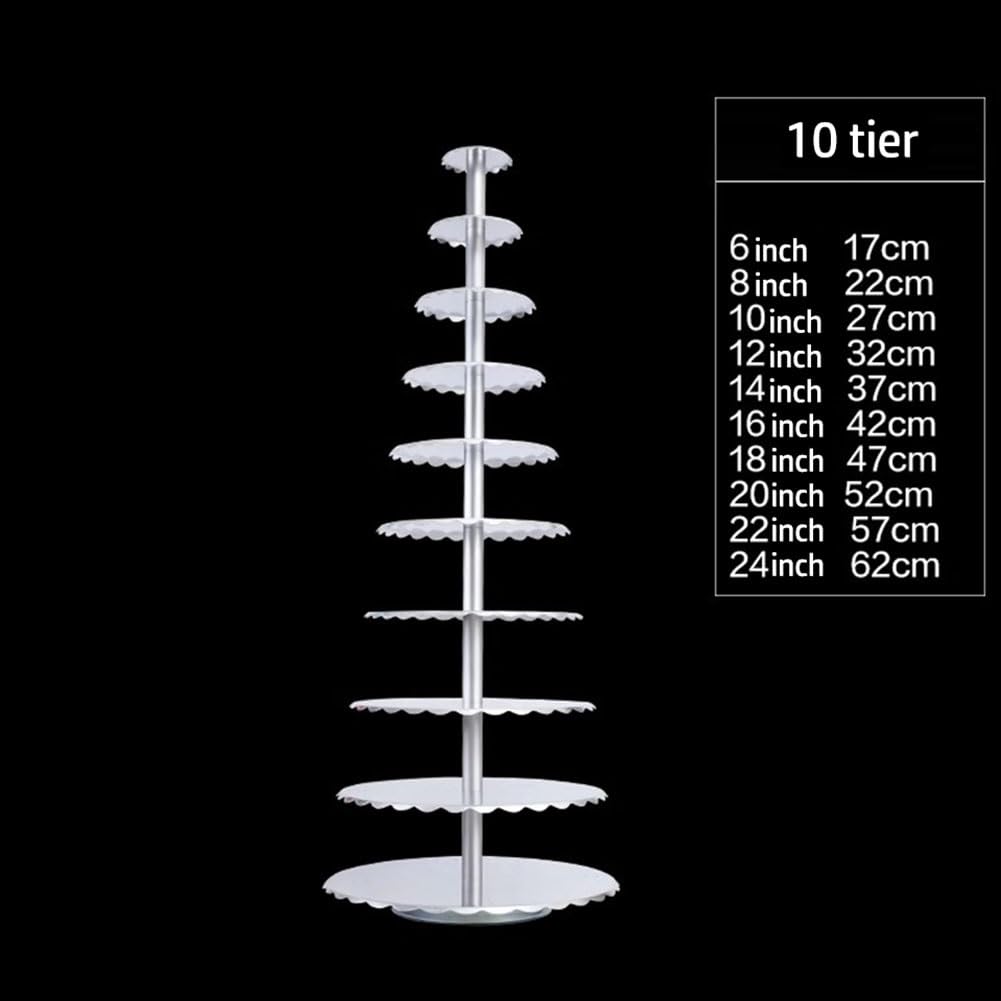 Soporte Redondo para Tartas Torre de Tartas de Gran tamaño con Forma de árbol para exhibir postres, Bodas, Fiestas de cumpleaños y graduaciones(10-Tier)