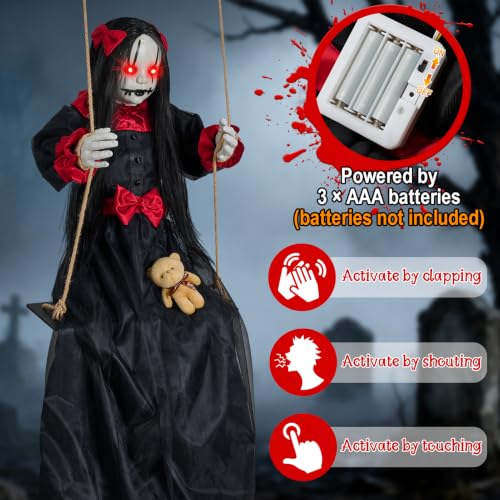 Scary Halloween Hanging Swinging Doll, 4.6FT - image 4