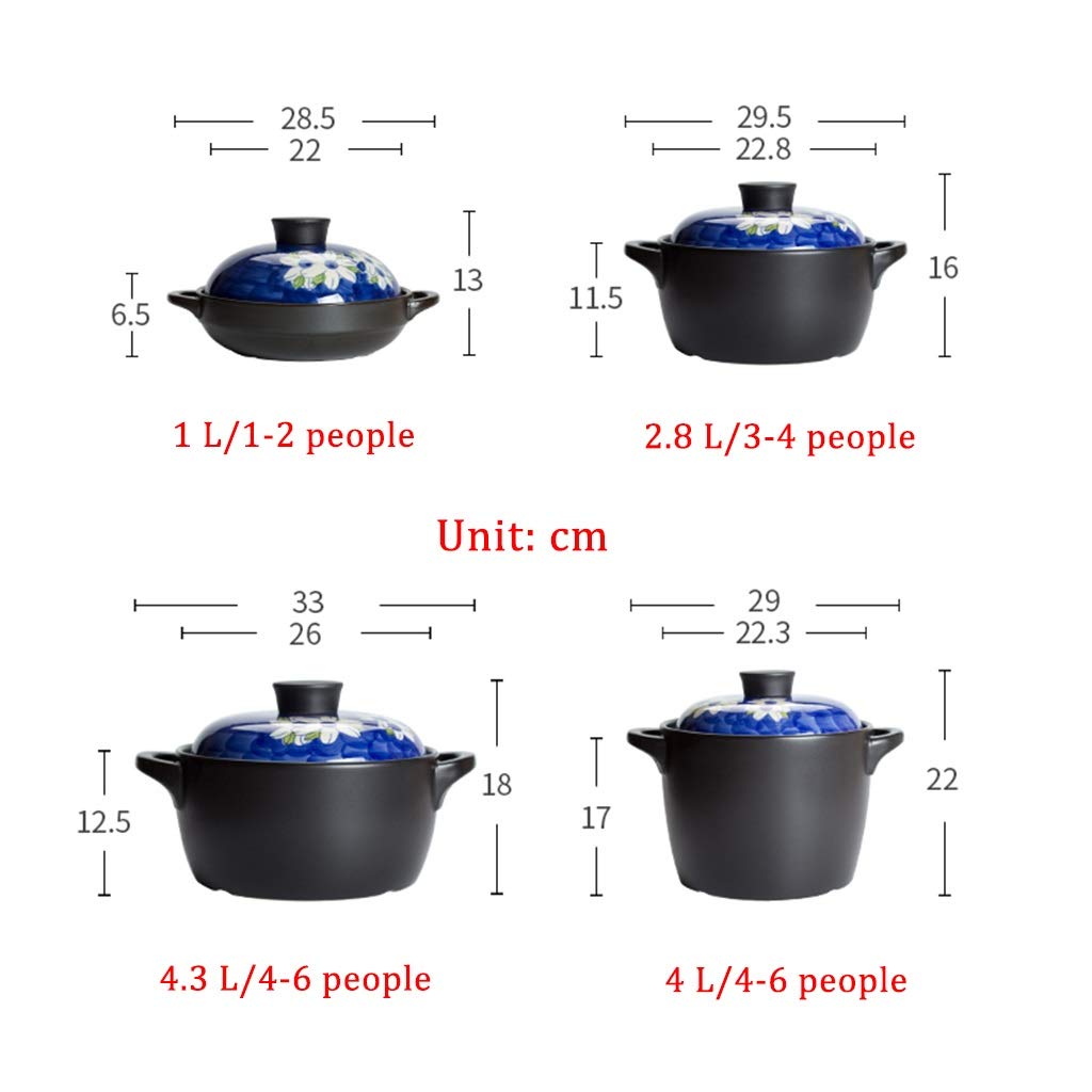 Olla pequeña, Olla de hierro fundido con tapa, Olla de hierro fundido esmaltado, Platos de cazuela Olla de sopa de cerámica Olla de arcilla de gas for el hogar Olla arrocera Estofado creativo / Calder