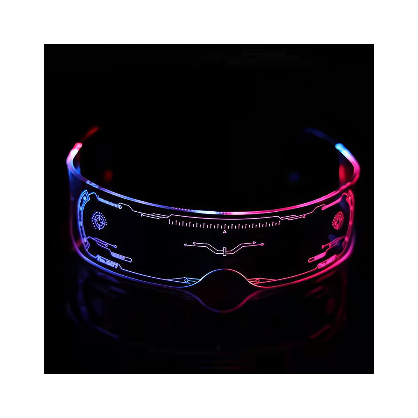 LED Glasses for Halloween Party, USB Rechargeable Futuristic Cyberpunk Light Up Sunglasses with Bilateral Controllable