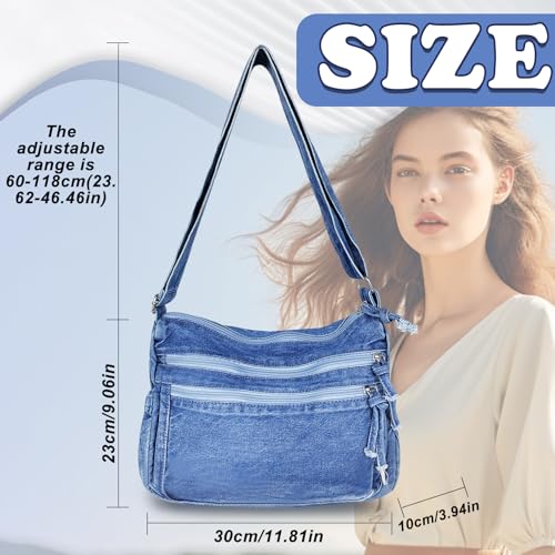Bolso denim para mujer, gran capacidad, estilo tote miniatura 2
