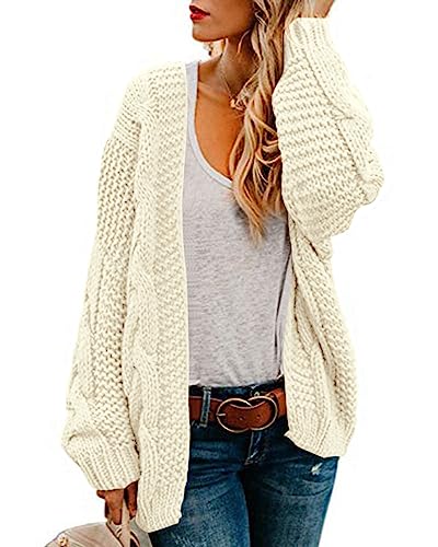 Image of Womens Oversized Chunky Open Front Cardigan Sweaters Cable Knit Long Sleeve Cardigans Outwear Coats