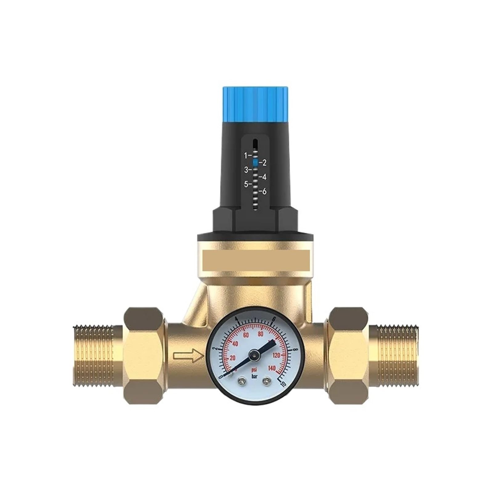 Amokd Dn25 Brass Water Pressure Regulator Reducer Dn15/20/25 With Adjustable Gauge Meter 1.5-1.7 Mpa Pressure Reducing Valve For Home Plumb