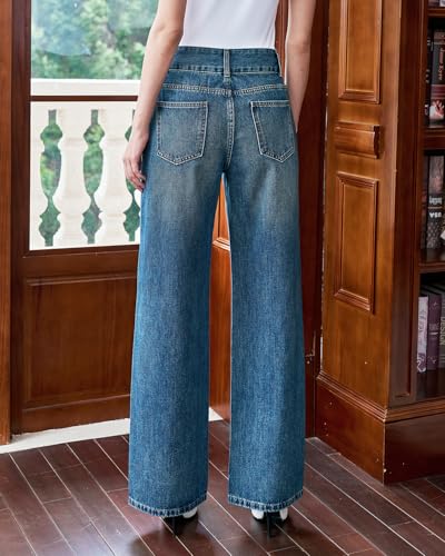Women’s High Waisted Baggy Jeans – Stretchy Wide Leg Tummy Control Straight Leg Denim Pants Trendy Jeans for Women 20252