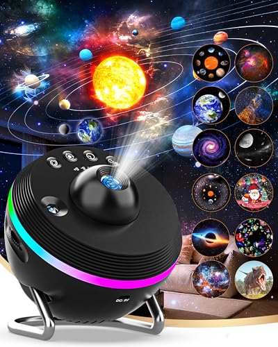 Galaxy Projector for Bedroom 5TH Gen, 13 in 1 HD Planetarium Star Projector with Solar System, Constellation & Meteor, 360° Rotating, Timer, Adjustable Knob, Night Light for Ceiling Kids Adults
