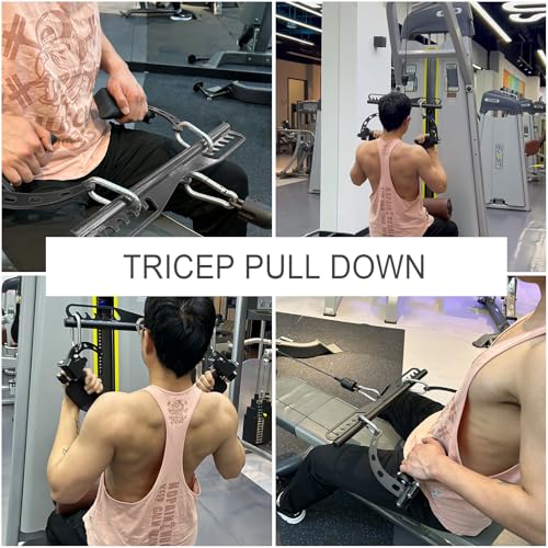 Image of Adjustable Lat Pull down Bar, Cable Machine Attachments for Gym, Home Gym Fitness T-bar Row Pulldown Attachments, Lat Pull Down Machine Wide Grip Neutral Grip Handle