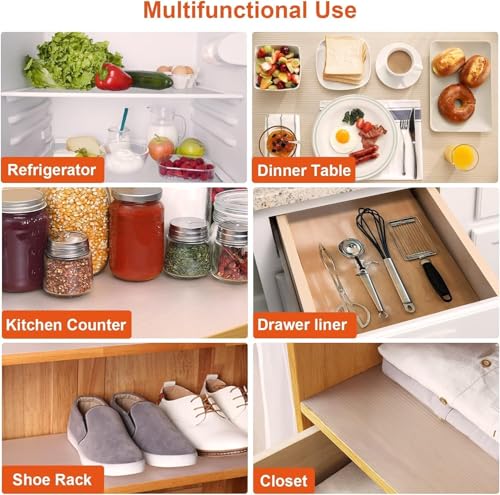 Image of Krenz Multipurpose Anti-Slip Mat, Sheet for Fridge, Kitchens, Cupboard, Drawers, Shelf Liner | Super Strong EVA, Water Resistant Washable for Kitchen Shelves (Transparent Line, 45W x 500L cm)