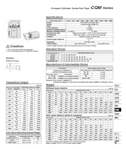 Vérin pneumatique compact CQMB32 pour espace restreint et course de 35mm - 4