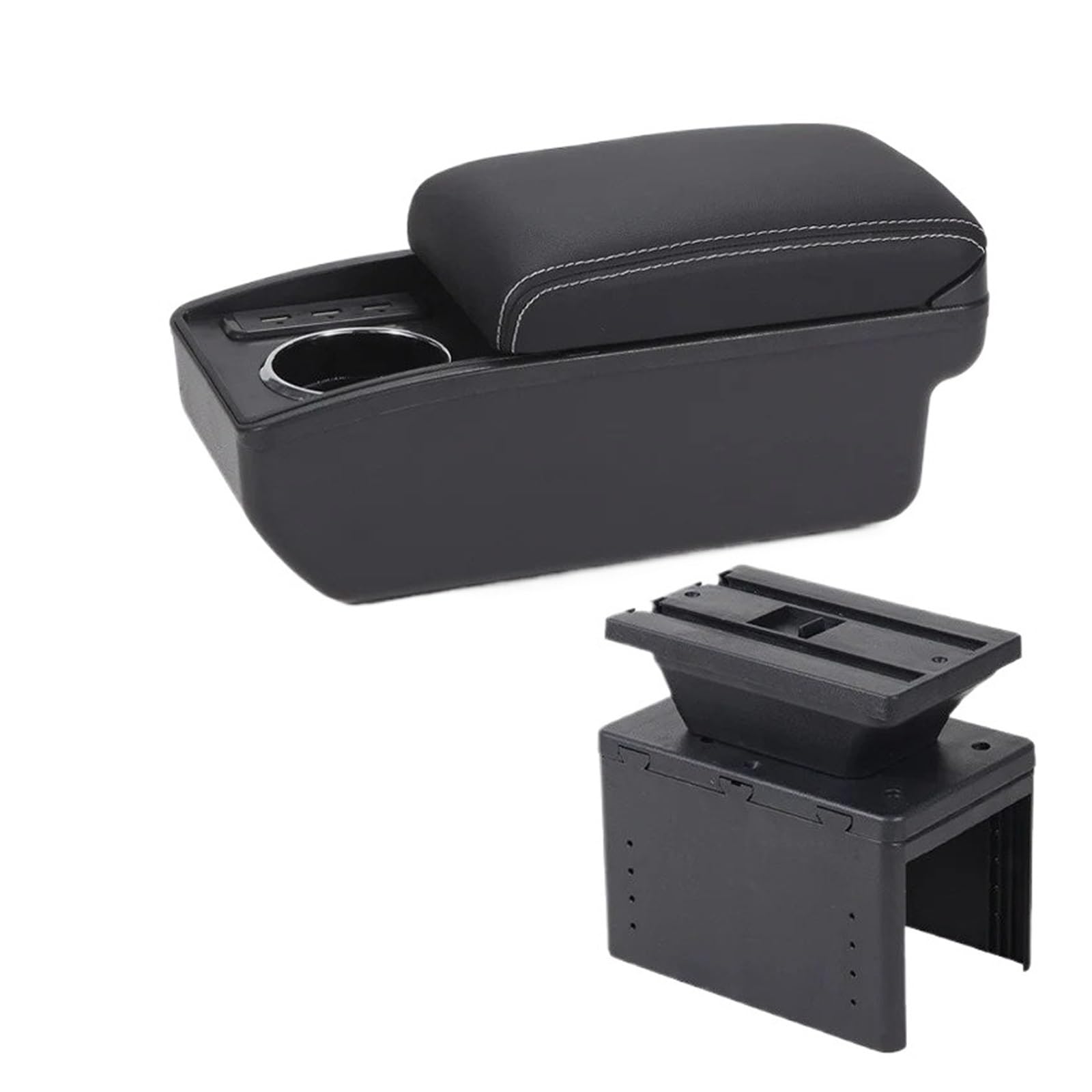 Hguvsjd Armrest Box Universal Armrest Storage Box Accessorie Modification Interior Retrofit Parts Dedicated Car Armrests(B Black white 6USB)
