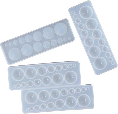 4 moldes de silicona redondos transparentes para cabujón, moldes de silicona de resina epoxi para hacer aretes, joyas, manualidades