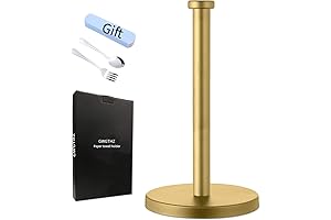 Gold Kitchen Paper Towel Holder Countertop, Brushed Brass Stainless Steel Towel Holder...