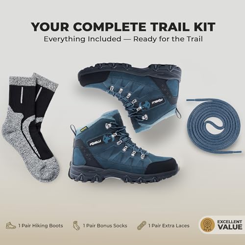 Image of Foxelli Men's Hiking Boots - Waterproof Breathable & Lightweight Suede Leather Hiking Boots for Men