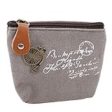 Brandneu und hochwertig. Underleaf Damen Canvas Classic Retro Kleingeldbörse Kleine Schlüssel Autotasche Geldtasche Mädchen Mini Short Münzbörse (grau)