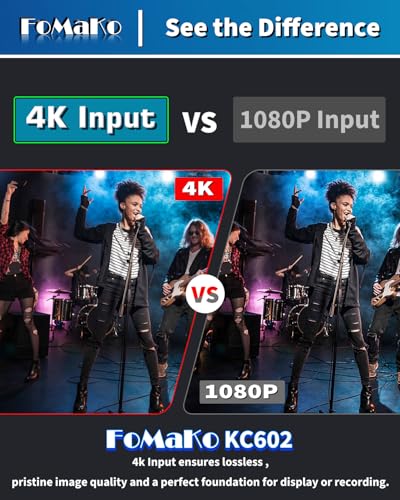Image of FoMaKo 4K HDMI Video Mixer Switcher, 5.5 Inch FHD LCD Screen, 4-Channel HDMI Live Streaming Switcher, 4K 60FPS Input, 1080p 60FPS Output, Support PTZ Controller,KC602