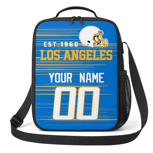 Image of Los Angeles Lunch Bag Custom Name and Number Personalized Gifts | Custom Personalized Lunch Box for Men Women