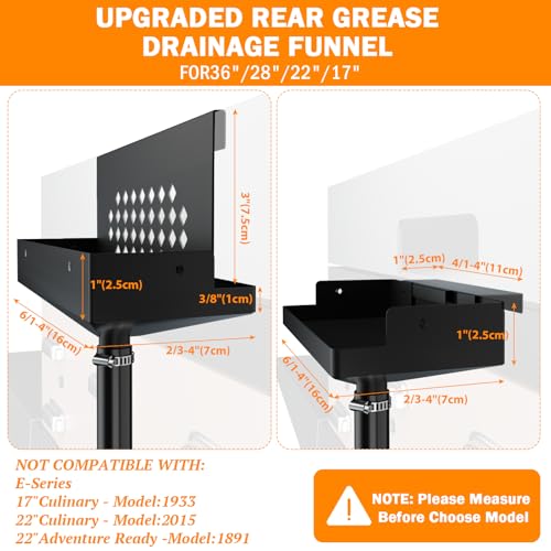Image of Eveanro Rear Grease Drainage System for Blackstone Grease Catcher Upgrade | Griddle Accessories, Grease Bucket with Transparent Lid, Grease Trap Funnel, 12 Pack Foil Bucket Liners, Two Mounting Methods