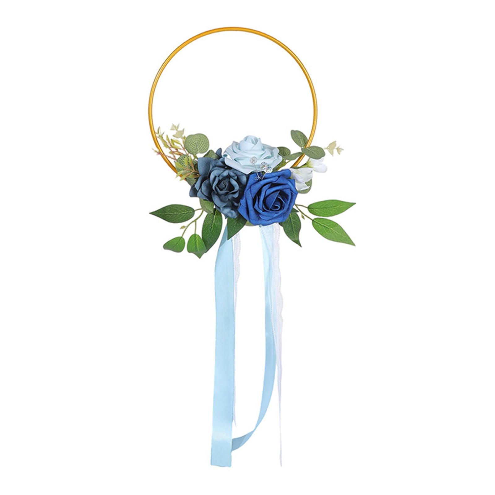 Realistic Artificial Rose Wreath with Iron Frame Floral Garland for Home Wedding Decor Rose Iron Wreath