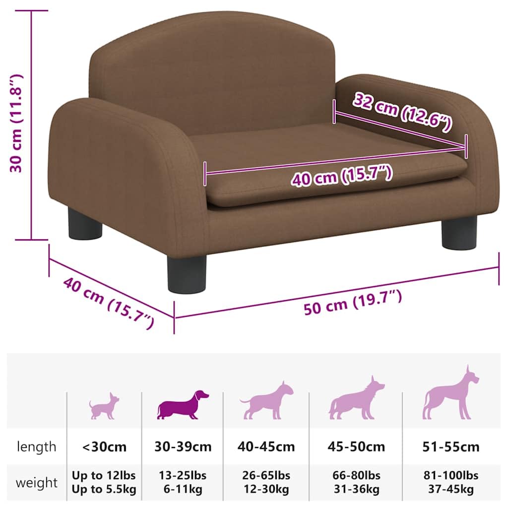 Canapé pour Chien Tomostar 50x40x30 cm Tissu Marron
