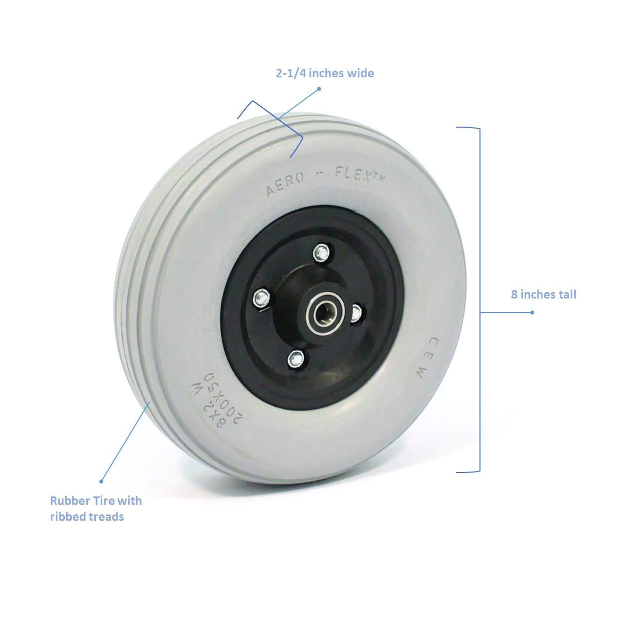 Invacare 1101108 Semi-Pneumatic Wheelchair Caster Wheel, 8" x 2-1/4" Size