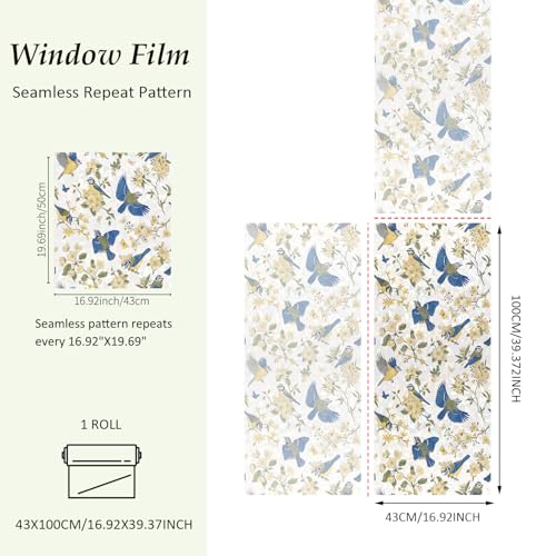 Vinilo Decorativo Flortlias 39.37"x16.92" Azul miniatura 3
