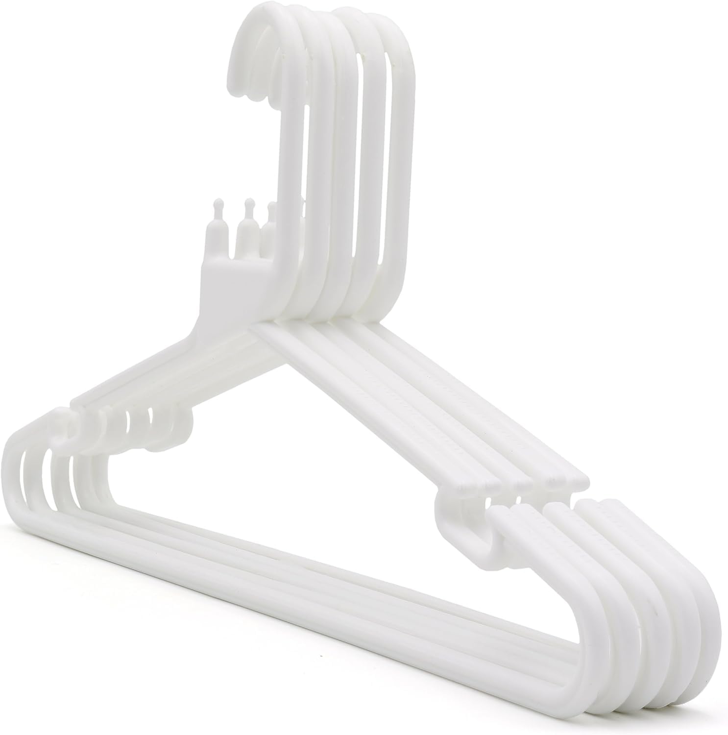 Want Clothing Adult Heavy Duty Colour Plastic Coat Hangers Strong Clothes Hanger for Suit Trousers Bar Coat Jackets Shirts Dresses Skirts Hooks, Space Saving, 42 cm (10, White - Notched) — image 1