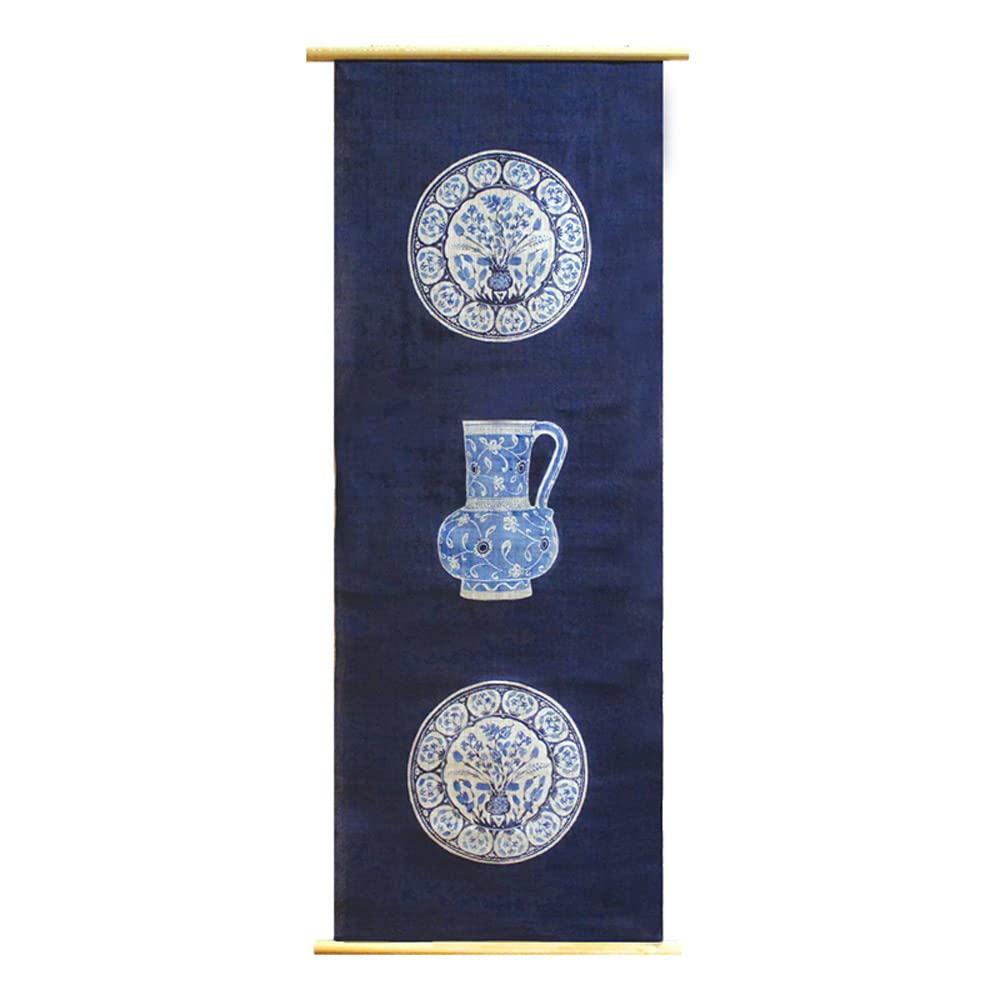 藍染め　タペストリー Amazon.co.jp: 本麻タペストリー IZNIK 藍 W45×H120cm 【職人が