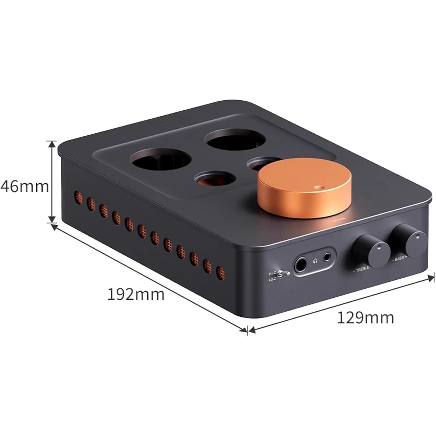 Rurowy przedwzmacniacz słuchawkowy, z regulacją tonów, odkurzacz 5654 W x 2 i 6AC7 x 2, gniazda 3,5 mm i 6,35 mm, do domowego audio