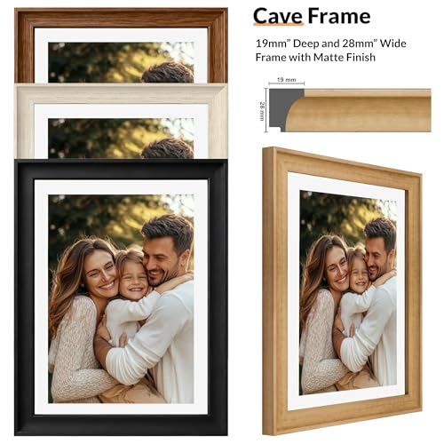 Image of Art Street Wooden Photo Frame for living room, Aesthetic Cave Design Photo Frames for Photograph, Art Work, Certificates Set of 4 (10x10 Inch, Wood Brown)