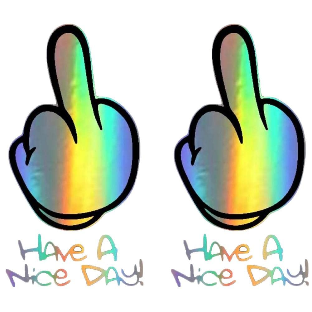 Bontannd Laser Car Styling ! Middle Finger Car Stickers And Decals Funny Carbon Fiber 3D Stickers On Car Auto Stickers