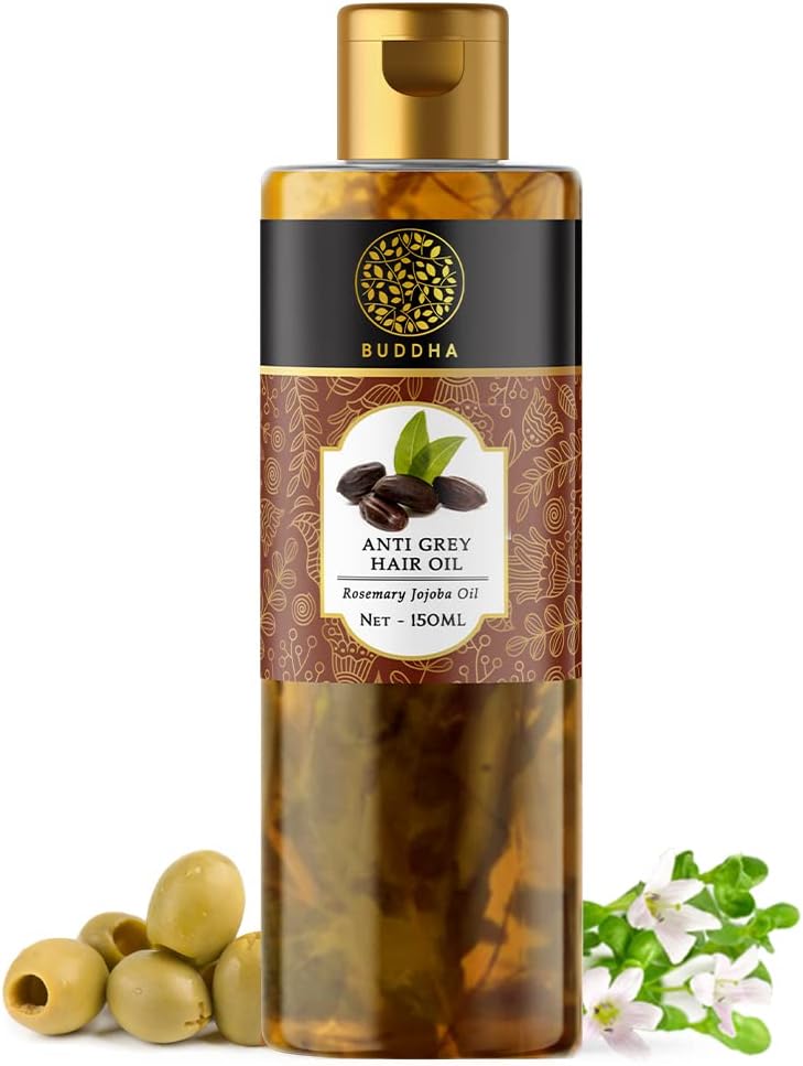 Buddha Natural Grey Control Hair oil (150 ml) - Helps Restore Your Hair's Natural and Dark Luster | No Harsh Chemical, Ayurvedic Hair oil