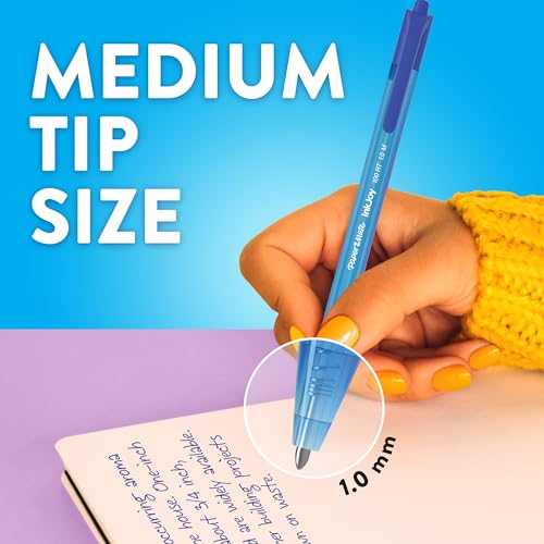 Image of Paper Mate InkJoy 100RT Ballpoint Pens, Medium Point (1.0mm), Black & Blue Ink, 72 Count - Bulk Pack for School, Home, Office, College, Note-Taking