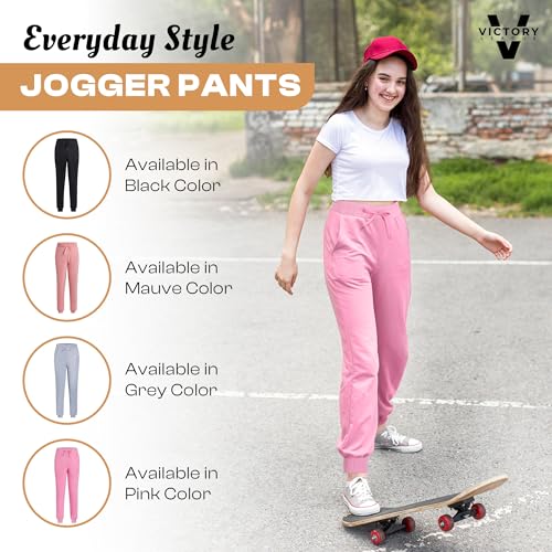 Victory League Girls Sweatpants, 3 Pack Joggers, Sweat Pants 7-163