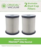 2 Hoover Elite Rewind Dust Cup Filter, Replaces Part # 59157055, Designed & Engineered by Crucial Vacuum