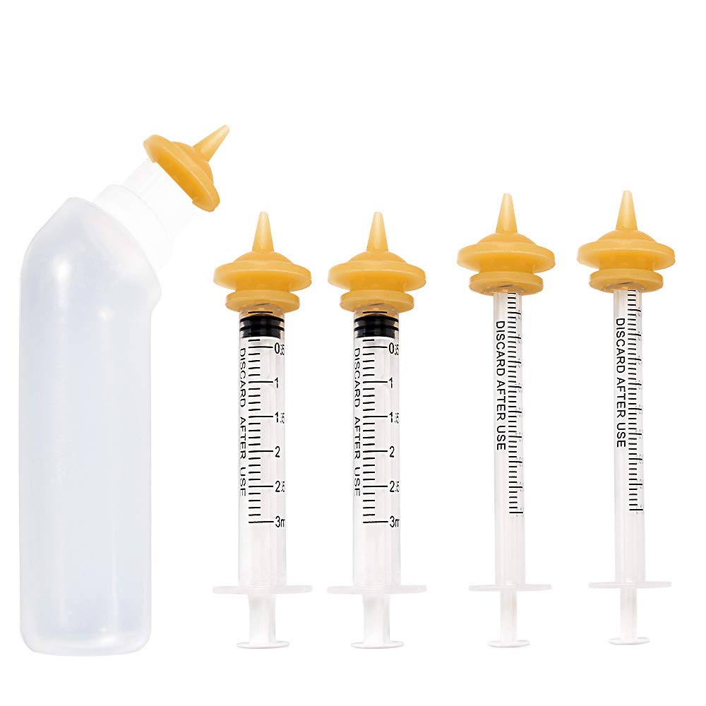 GufastoePet Feeding Silicone Nipple with Bottle and Syringes for Puppy Dog Cat or Other Pets (Model 3)